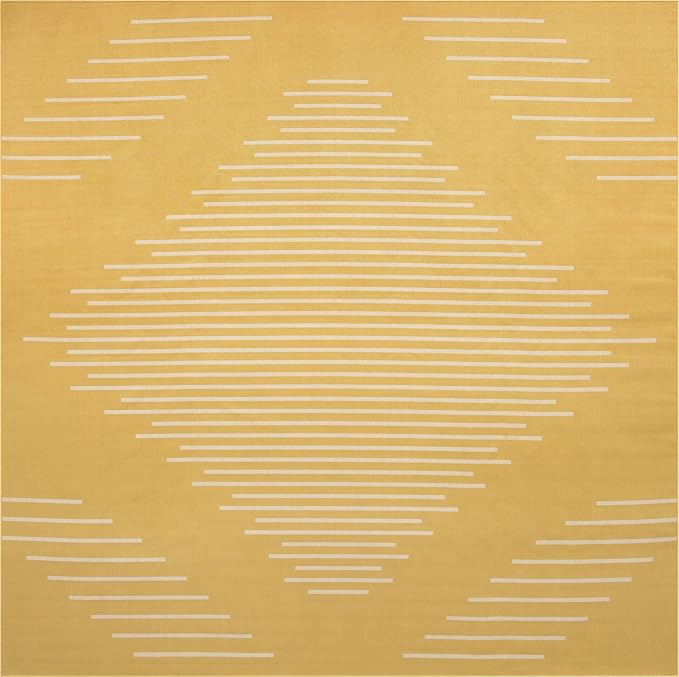 Unique Loom Outdoor Modern Collection Area Rug - Tambor (13' Square Yellow/Ivory)