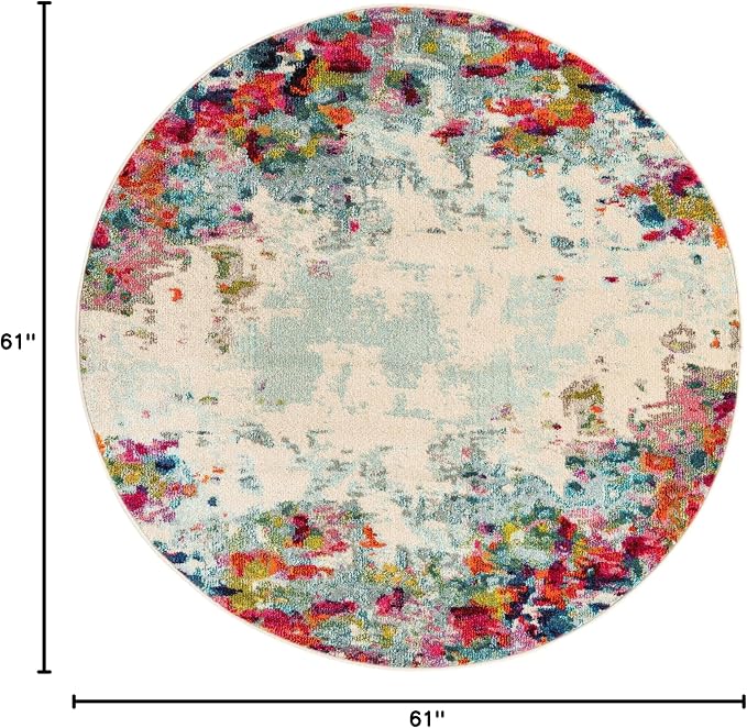 Unique Loom Chromatic Collection Area Rug - Joyous (5' Round Multi/Blue)