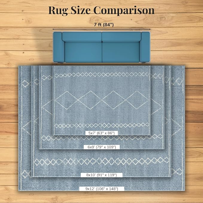 LUXE WEAVERS Daphnes Blue 5x7 Boho Moroccan Geometric Area Rug 2735