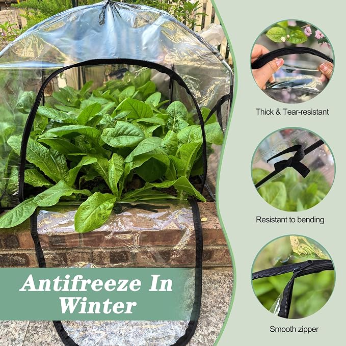 36" Tabletop Plant Cover w/Waterproof Base Ventilation Window for Winter
