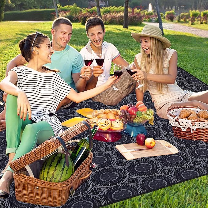 Supfitness Extra Large Picnic Blankets Waterproof Foldable (60 "x 80") Beach Blanket Waterproof Sandproof,3-Layer Thicking Mat Outdoor Packable Camping Blanket