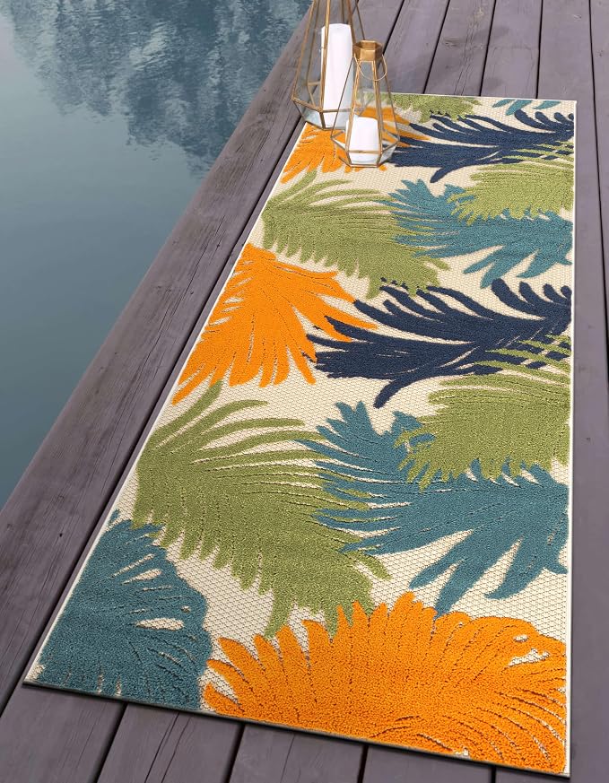 Rugshop Lucca Contemporary Floral Indoor/Outdoor 2' 7" X 6' Multi