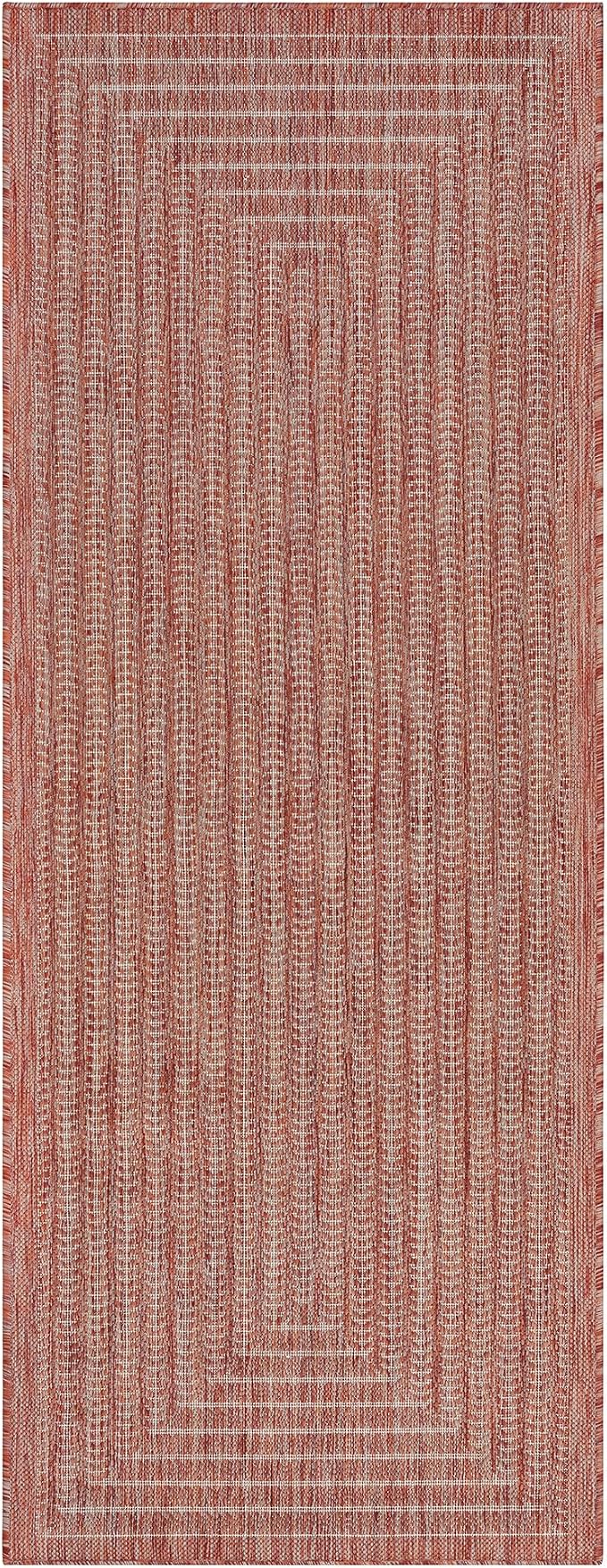 Adiva Rugs Outdoor Indoor Area Rug, Weather Resistant, Easy to Clean, Stain Resistant Floor Mat for Dining Room, Backyard, Deck, Patio (Copper Weiss, 2'6" x 7')