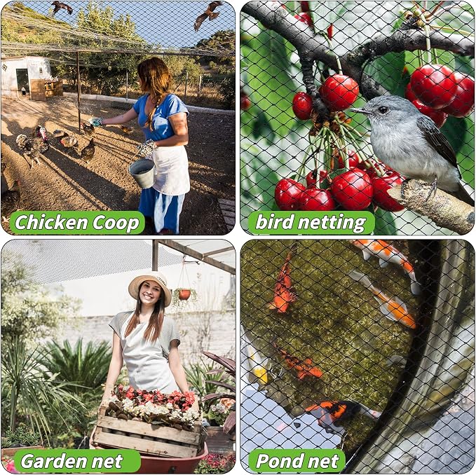 Garden Mesh Netting 10x50 FT - Heavy Duty Bird Net, Mesh Pest Barrier Reusable Ultra Fine Deer Fence Netting Crops Row Cover Raised Bed Protect Fruits Flower Vegetables from Bird Deer Squirrel