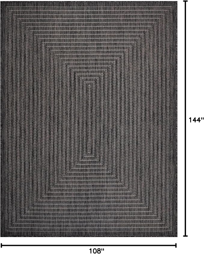 Adiva Rugs Outdoor Indoor Area Rug, Weather Resistant, Easy to Clean, Stain Resistant Floor Mat for Dining Room, Backyard, Deck, Patio (Pebble Weiss, 9' x 12')