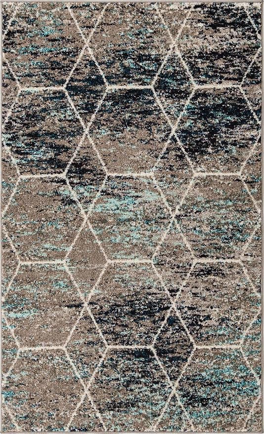Unique Loom Trellis Frieze Collection Area Rug - Geometric (3' 3" x 5' 3", Blue Multi/ Ivory)