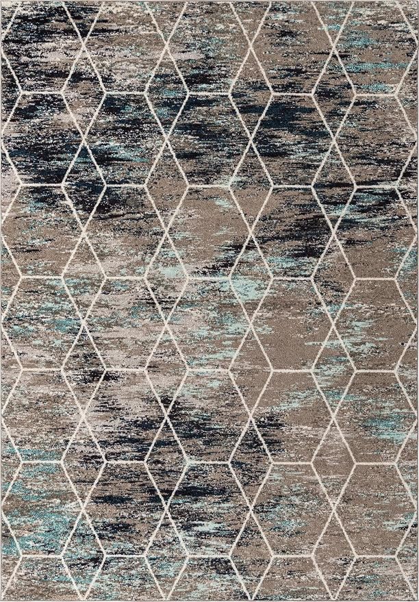 Unique Loom Trellis Frieze Collection Area Rug - Geometric (8' x 11', Blue Multi/ Ivory)