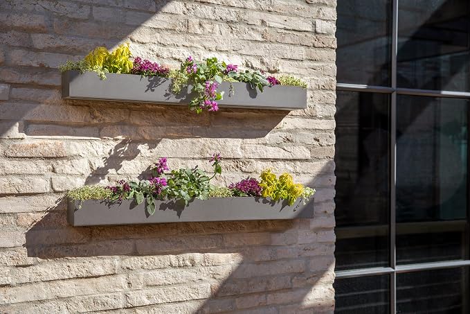 Veradek Forma Series Trough Hanging Planter - Rectangular Planter for Window Sill/Wall Decor | Made from Plastic-Stone Material | Modern Décor for Succulents, Indoor Small Plants