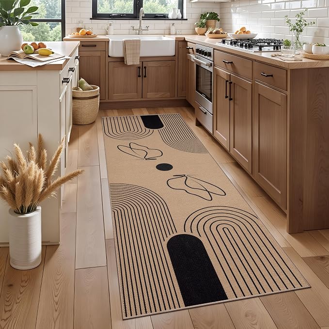 Tangsoo Easy Jute 2x6 Washable Runner Rug for Hallways,Non-Slip Butterfly Thin Indoor Carpet Runner Farmhouse Long Outdoor Rnner Mat for Kitchen Laundry Entryway Bedroom