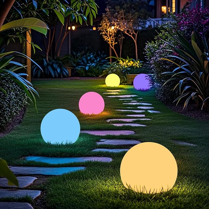 10 Inch Solar Ball Light, Solar Rechargeable Globe Light,16 RGB Colors and Dimmable Globe Light with Remote,Decor for Patio,Garden,Yard,Beach,Pathway,Party Decorative Lighting