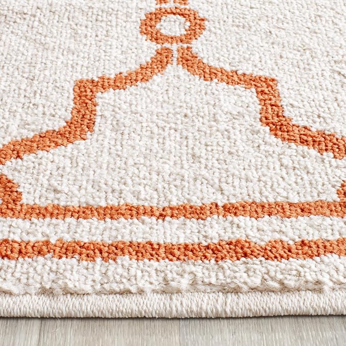 SAFAVIEH Amherst Collection Runner Rug - 2'3" x 9', Beige & Orange, Trellis Design, Non-Shedding & Easy Care, Ideal for High Traffic Areas in Living Room, Bedroom (AMT414F)
