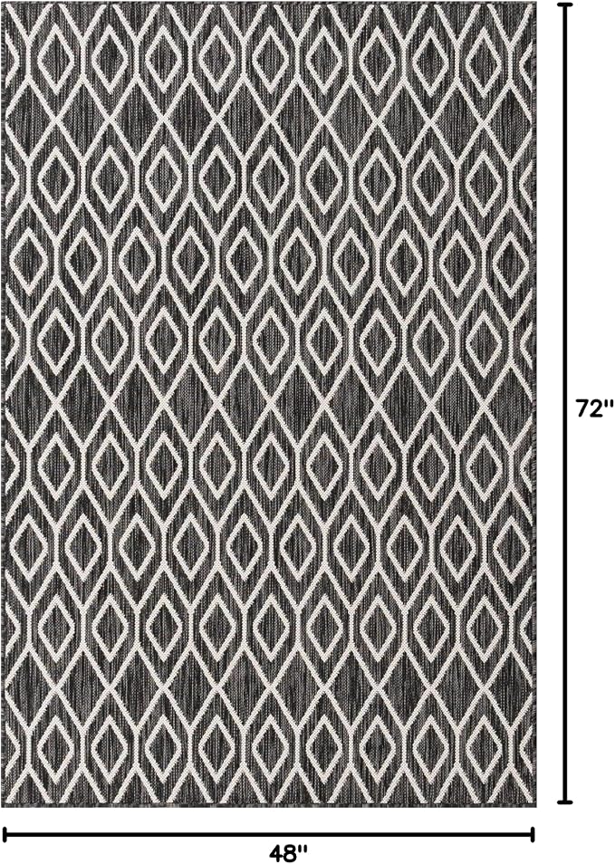 Jill Zarin Outdoor Collection Area Rug - Turks and Caicos (4' x 6' Rectangle Charcoal Gray/Ivory)