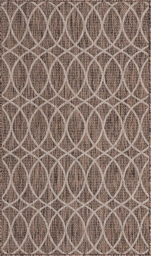 Unique Loom Outdoor Trellis Collection Area Rug - Gitter (3' 1" x 5' 3" Rectangle, Brown/ Ivory)