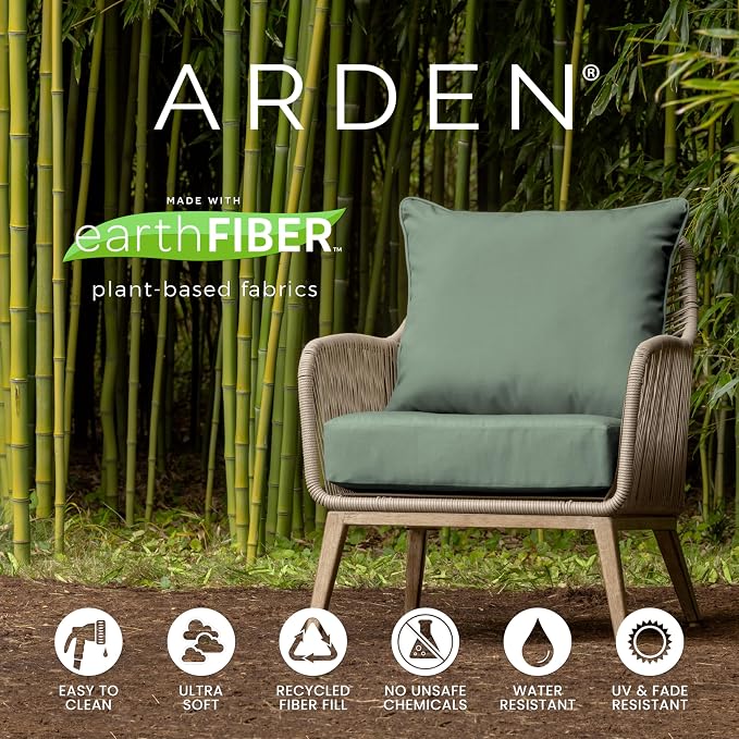 Arden earthFIBER Outdoor Dining Chair Cushion, 20 x 20, Rain-Proof, Fade Resistant, Taupe Grey Boardwalk Stripe