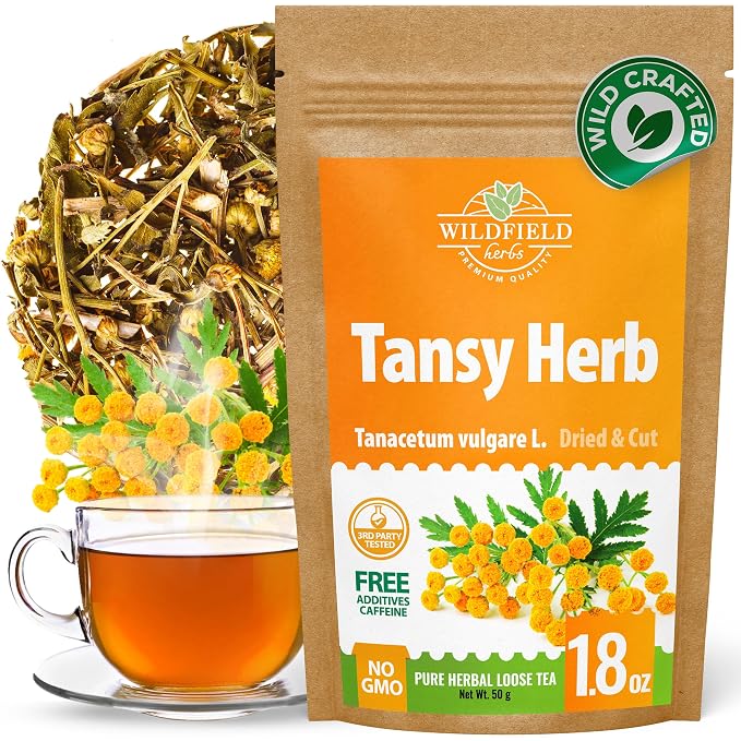 1.8 oz. Pishma Tea Tansy Flowers Herbal Tea (Tanacetum Vulgare L.) - 50g Dried Cut Tansy Flowers Herb