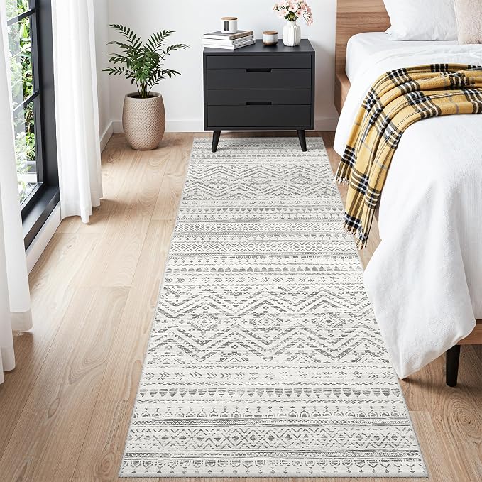 Miukiki 3x8 Washable Runner Rug Hallway Soft Non Slip Indoor Rug Grey | Low Pile Kitchen Runner Rug for Entryway Kitchen Hallway Bedroom, Stain Resistant Carpet with Foldable for Easy Care