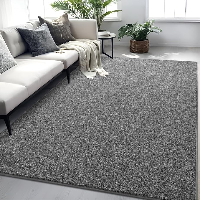 4x6 Dark Grey Area Rug | Washable Memory Foam, Low Pile Non Slip Indoor Carpet for Living Room Bedroom Office Classroom College Dorm Room Home Decor