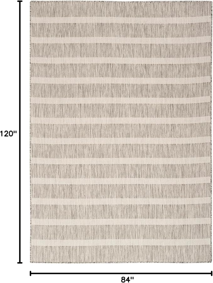 Nourison Home Positano Grey Ivory 7' x 10' Area Rug - Easy Clean, Non Shedding, Bed Room, Living Room, Dining Room, Kitchen (7' x 10')