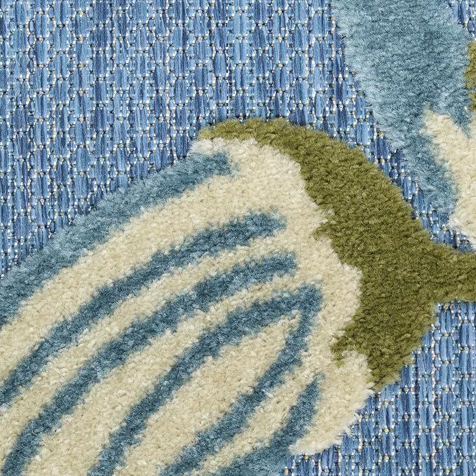 Nourison Home Aloha Blue Sage 5'3" x 7'5" Area Rug - Easy Clean, Non Shedding, Bed Room, Living Room, Dining Room, Kitchen (5' x 8')