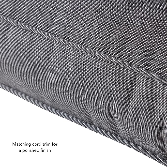 Sunbrella Deep Seat Cushion Set – Seat & Back Cushions for Patio Chairs, Sofas & Loveseats – Fade Resistant Outdoor Fabric, Ties, Zippered Cover, Cord Trim, Canvas Coal