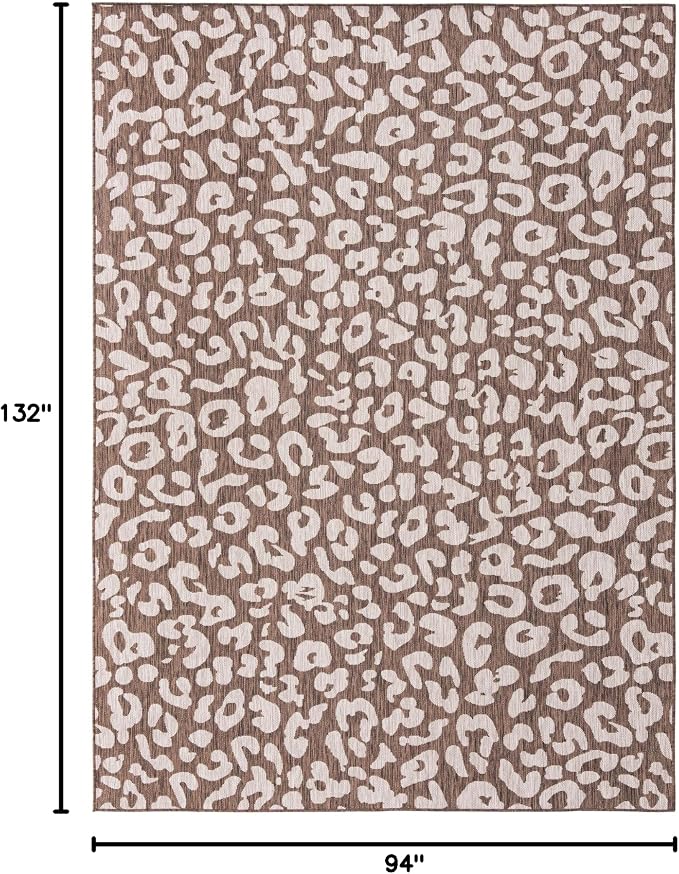 Unique Loom Outdoor Safari Collection Area Rug - Leopard (7' 10" x 11' Rectangle, Brown/ Light Brown)