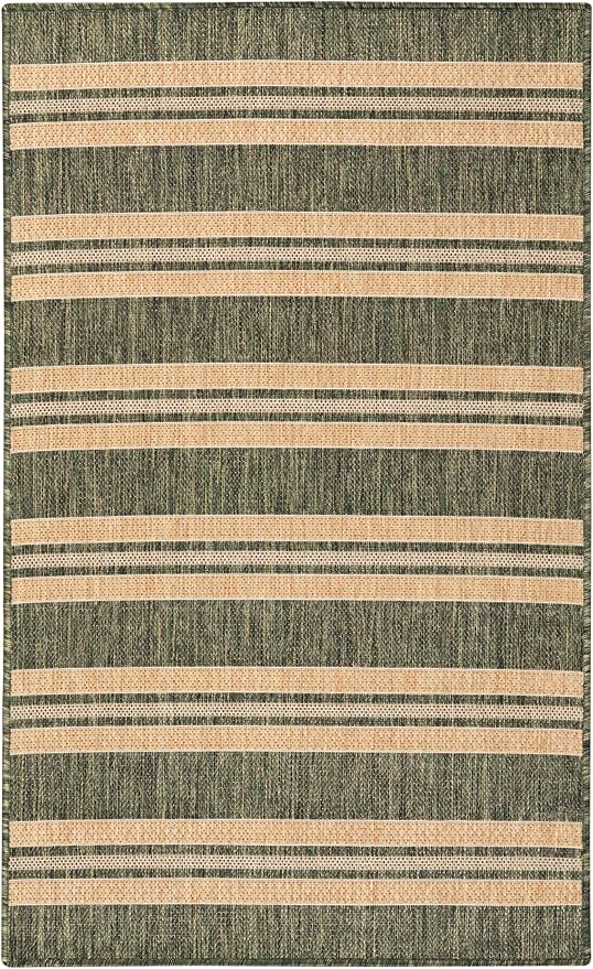 Nourison Home Horizon Indoor/Outdoor Green 3' x 5' Area Rug - Easy Clean, Non Shedding, Bed Room, Living Room, Dining Room, Kitchen (3' x 5')