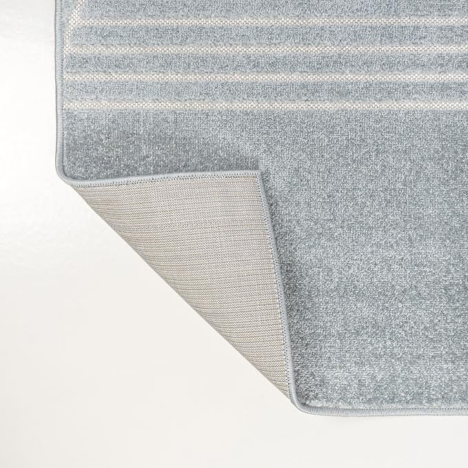 JONATHAN Y Nordby High-Low Arch Striped Light Blue/Cream Indoor/Outdoor Area Rug, 5x8, for Patio, Backyard, Living Room, Bedroom, Office, Hose-Washable (SCN104F-5)