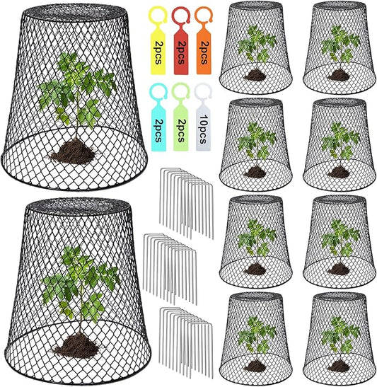 10 Pcs 9.13"×9.13" Chicken Wire Cloche Plant Covers Garden Netting Metal Heavy Duty Plant Protectors from Animals for Keeping Bunnies Chicken Squirrels Birds Other Out
