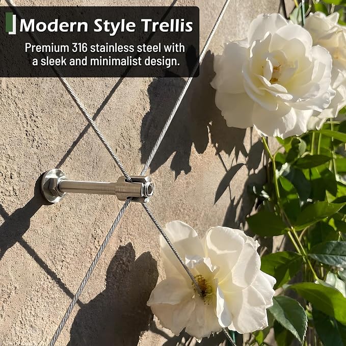 Wire Trellis for Climbing Plants Outdoor, 20-Set Wall Wire Trellis Kit with 5/64"(2mm) x 98ft Stainless Steel Cable & Cutter, T316 Espalier System for Fence and Garden DIY Projects