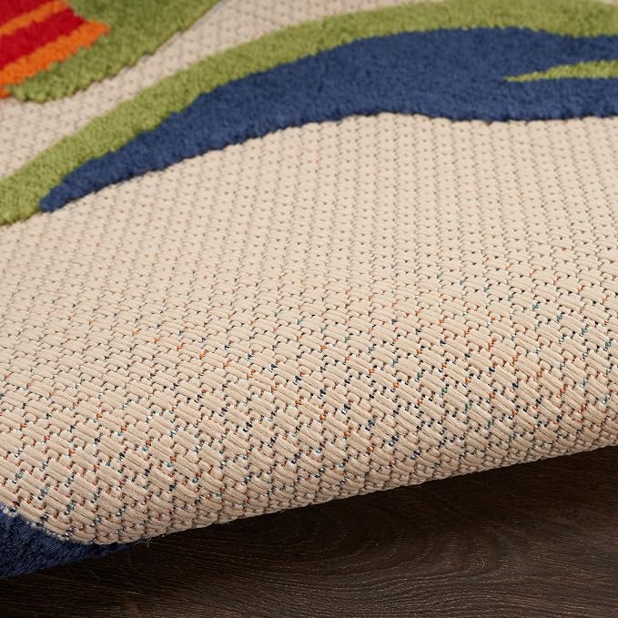 Nourison Home Aloha Multicolor 5'3" x Square Area Rug - Easy Clean, Non Shedding, Bed Room, Living Room, Dining Room, Kitchen (5' x Square)
