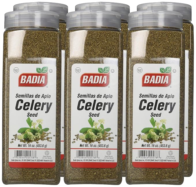 Badia Celery Seed Whole, 16 oz (Pack of 6) – Aromatic & Bold Flavor for Pickling, Cooking, and Seasoning