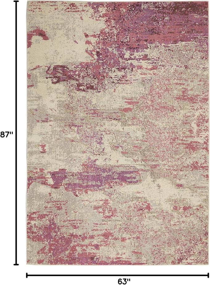 Nourison Home Celestial Ivory Pink 5'3" x 7'3" Area Rug - Easy Clean, Non Shedding, Bed Room, Living Room, Dining Room, Kitchen (5' x 7')