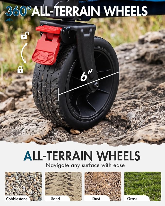 Portal Collapsible Wagon Cart, Foldable Wagon with Big Wheels, 300L Extra Large Wagon,18.7lbs Lightweight Utility Wagon, Heavy Duty Wagon for Beach, Camping, Sports, Garden Blue
