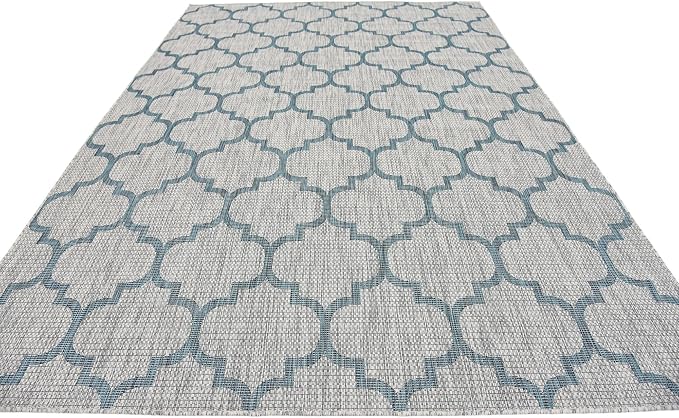 Unique Loom Outdoor Trellis Collection Area Rug (7' 1" x 10' Rectangle, Gray/ Ivory)