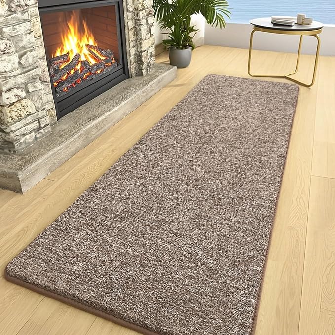 AROGAN 2x8 Runner Rug for Hallway, Long Runner Rugs Non Slip, Matte Brown | Soft Washable Memory Foam Carpet for Bedroom, Non Slip Backing Runners Rug for Hallways, Kitchen, Bathroom, Entryway Home