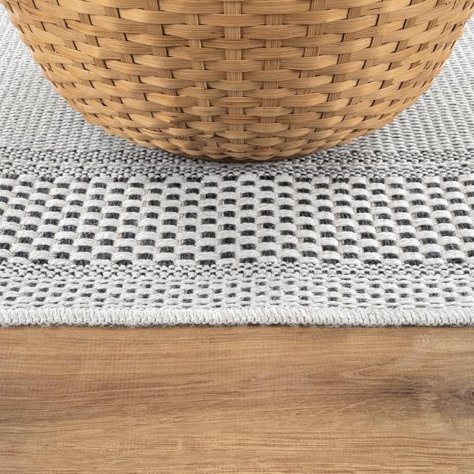 CAMILSON Easy Jute Rug 2x7, Indoor and Outdoor Off-White Runner Rug for Kitchen, Hallway and Entryway, Bordered Boho Woven Design, Easy-Cleaning, Washable Outside Carpet (2 x 7)