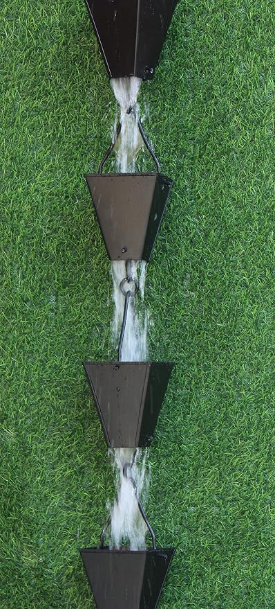 KAM Home Bronze Tapered Square Cups Rain Chain with Installation Kit (Black, 15)