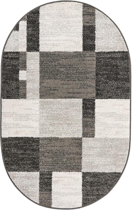 Unique Loom Autumn Collection Area Rug - Providence (3' 3" x 5' 3" Oval, Gray/Ivory)