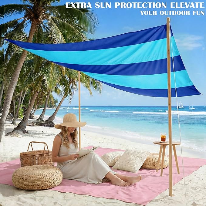 Famstar Beach Blanket Oversized Extra Large 78"X81"/10'X9',Waterproof Sandproof Beach Blanket 2-8 Adults Lightweight Durable for Travel Camping Hiking Picnic