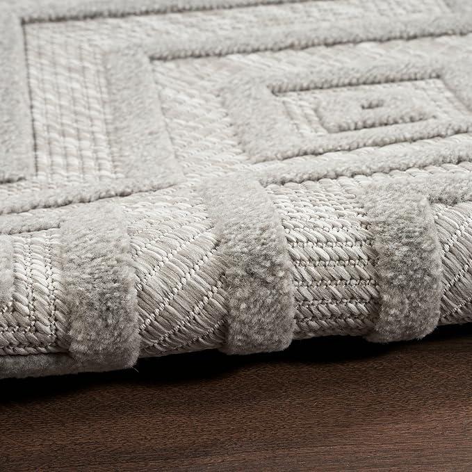 Nourison Home Versatile Silver Grey 5' x 7' Area Rug - Easy Clean, Non Shedding, Bed Room, Living Room, Dining Room, Kitchen (5' x 7')