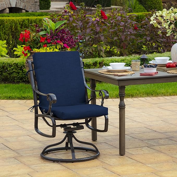 Arden 4-Pack Outdoor Patio Dining Chair Cushion, 20 x 44, Rain-Proof Seat Pad, Fade-Resistant Outdoor Cushion Sapphire Blue Leala