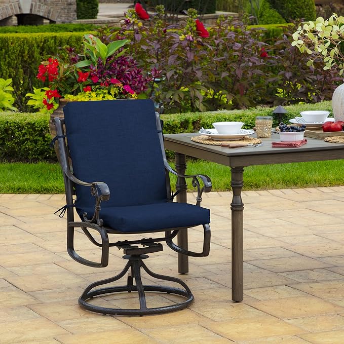 Arden 2-Pack Patio Dining Outdoor Chair Cushions, 20x44, Rain-Proof Seat Pad, Fade-Resistant Outdoor Cushion Sapphire Blue Leala