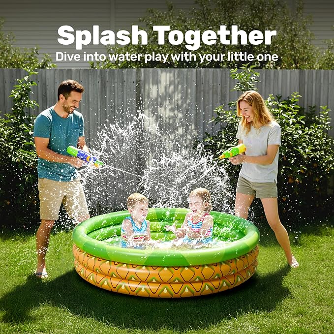 3 Pack 45" X 10" Inflatable Kiddie Pools, Watermelon & Pineapple & Cupcake Swimming Pool for Kids Seasonal Merriment, Indoor&Outdoor Water Pool Baby Swimming Pool Pit Ball Pool