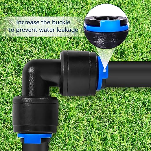 10 Pack 1/4" Universal 90 Degree Elbow Fitting, Quick Connect Universal Drip Irrigation Tubing Coupling Valve, Connector Locking Fitting for Sprinkler or Drip Irrigation System Parts & Connectors