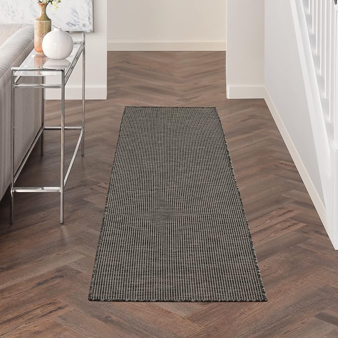 Nourison Home Positano Charcoal 2' x 6' Area Rug - Easy Clean, Non Shedding, Bed Room, Living Room, Dining Room, Kitchen (6' Runner)