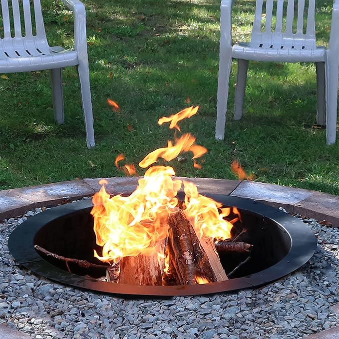 Sunnydaze Outdoor Fire Pit Ring - Heavy-Duty Round Steel Fire Ring Insert - DIY Above or In-Ground - 36-Inch Outer/30-Inch Inner Diameter