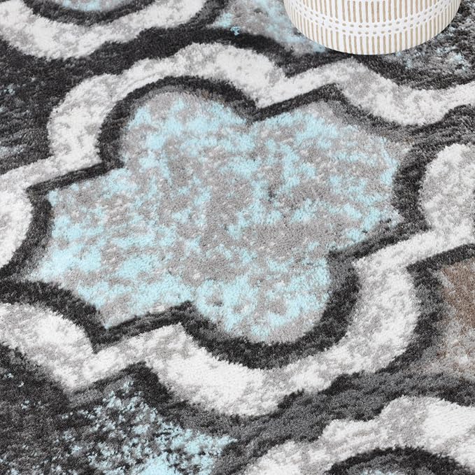 Superior Modern Indoor Area Rug, Non Slip Rug, 5'x8', Turquoise | Geometric Design Floor Décor, Easy Care High Traffic Areas Living Dining Room, Bedroom, Office, Entryway, Viking Collection