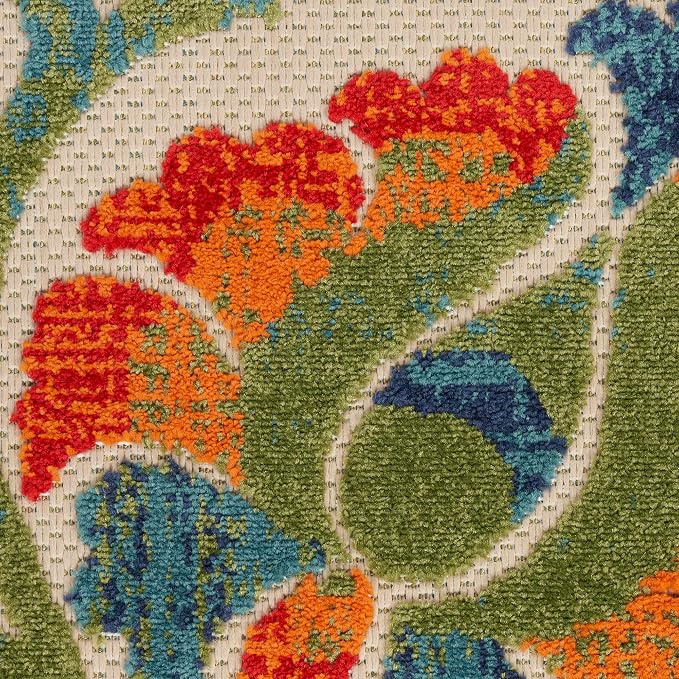Nourison Home Aloha Red Multicolor 2' x 6' Area Rug - Easy Clean, Non Shedding, Bed Room, Living Room, Dining Room, Kitchen (6' Runner)