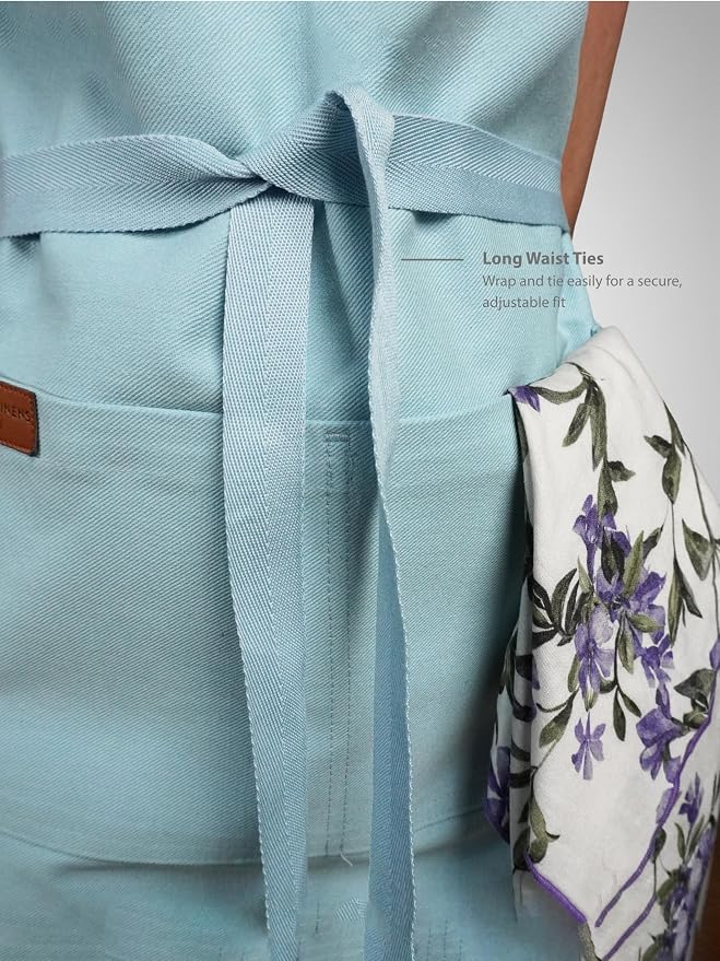100% Cotton Kitchen Apron with 2 Pockets – Adjustable Chef Apron for Cooking Baking BBQ – Unisex Apron