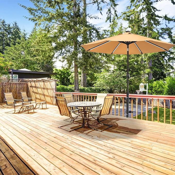 Dolibest Heavy Duty Patio Umbrella Holder, Space Saver Umbrella Holder, Adjustable Umbrella Deck Mount for Railing, Full Welded Construction-Sturdy and Easy to Install for Patio, Deck, Poolsid